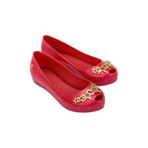 Mini Melissa Ultragirl Stars Kids Ballerina Flat, Red